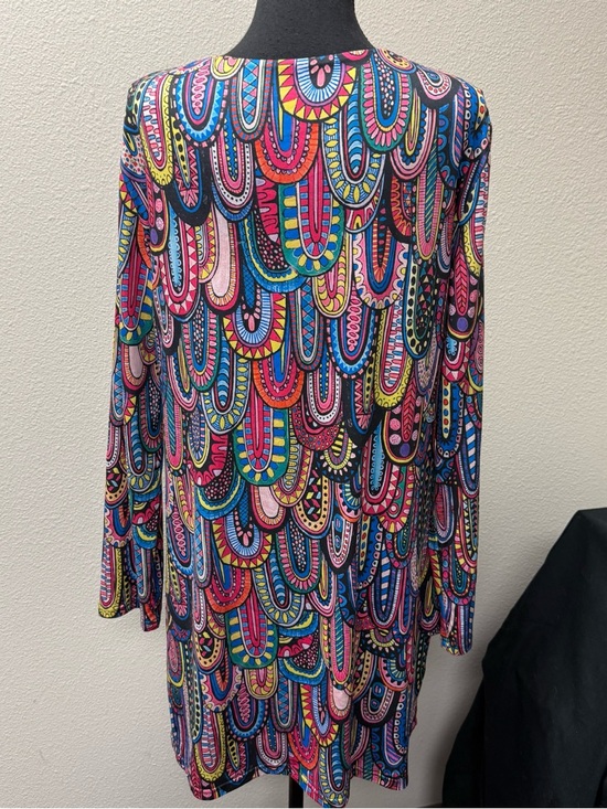 Pink Paisley Print Tunic Dress Boho Stretch Long Sleeve Swing XXL Bright - Picture 6 of 10